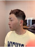 MEN'S HAIRウルフアッシュブラックカルマパーマベリーショート