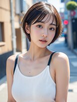 ムウ 難波(MOU)&nbsp;ショートボブルフ黒髪ネビージュ小顔ワンレン20代30代40代50代