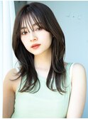 ☆フェミニンロング大人かわいいぱっつん前髪レイヤーカット小顔