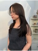 流れるようなロングレイヤーと透明感オリーブブラウン【英心】