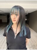 face flaming color blue × black