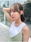 ナチュラル小顔前髪あり後れ毛サイドバング結べるボブくびれヘア