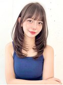 ◎韓国風レイヤーセミロングデジタルパーマミルクティーブロンド