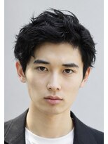 ゼンコー アオヤマ(ZENKO Aoyama)&nbsp;アップバング×無造作パーマ×黒髪【メンズパーマ表参道渋谷】