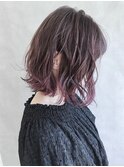 切りっぱなしボブアシメショートピンクバイオレット