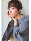 大人可愛いすっきりハンサムショートマッシュ×ブラウン暖色系