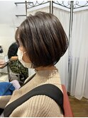大人可愛い小顔30代40代丸みショートボブ