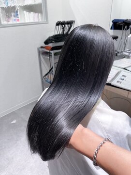 ボイスヘア(voice hair) マスク美人小顔韓国風ワンカールブリーチなしくすみブルーボブ