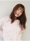 ミディアムロング美髪ストレート_ハニーベージュ♪