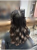 編み込みハーフツイン