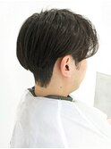 ダウンパーマ 前下がりマッシュヘア センターパートメンズカット