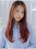 ツヤ感ワインレッドこなれモテエアストレートa越谷10代20代30代