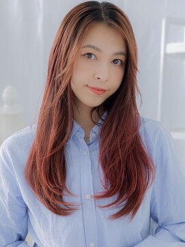 モッズヘア 越谷(mod's hair) ツヤ感ワインレッドこなれモテエアストレートa越谷10代20代30代