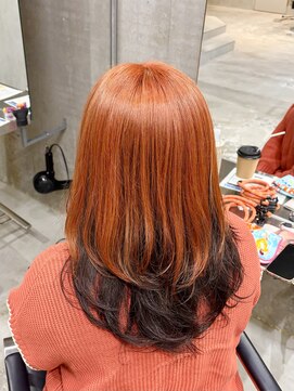 ラック(LUCK) オレンジアンブレラカラー/船橋/くすみベージュ/細めハイライト