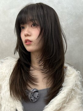 オムニス 表参道(Omnis) ハッシュカットレイヤーカット表参道ハイレイヤー暗髪オリーブ