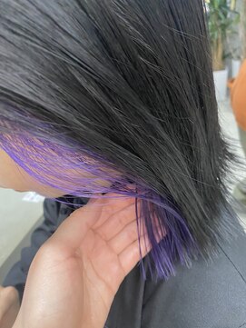 テトヘアー(teto hair) ワイドバング　インナーカラー　紫　パープル