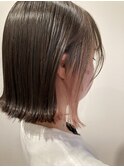 インナーカラーコーラルピンク×切りっぱなし外はねボブ