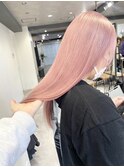 ダブルカラーピンクベージュベージュカラーケアブリーチレイヤー