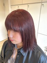 アッシュ 長津田店(Ash)&nbsp;ブリーチ無しダブルカラー　ボルドー×切りっぱなしボブ【篠崎】