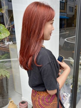 ヘアー アイス ルーチェ(HAIR ICI LUCE) ブリーチなしダブルカラーで作るブラッドオレンジ/落合