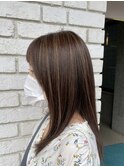 30代40代大人かっこいいベージュハイライト×ロングレイヤー