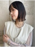 外ハネボブ/切りっぱなし/ブリーチなしWカラー/縮毛矯正5612