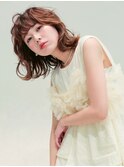 【tetote天王寺】オレンジブラウン×外ハネウェーブ