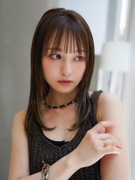 ギークス(GEEKS) 【GEEKS渋谷】黒髪ロング/顔周りレイヤー/冬カラー/艶グレージュ