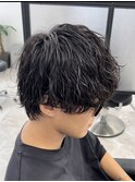 王道波巻きパーマ