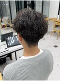 刈り上げセンターパート/ニュアンスパーマ/波巻きパーマ/メンズ