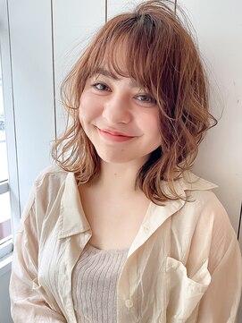 プレイスインザサン(PLACE IN THE SUN) 【花本】ランダムパーマ ひし形シルエット ミルクティーブラウン