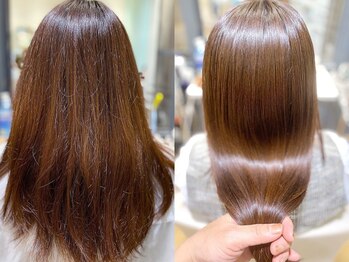 シェア 梅田 バイ ケーツー(SHARE 梅田 by k-two)の写真/【マンツーマン施術サロン】髪年齢が若く見える♪酸性縮毛矯正/酸性ストレートで滑らかな指通りのツヤ髪に