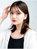 ◯ぱっつん前髪流し前髪鎖骨ミディアムボブ耳かけボブパーマ小顔