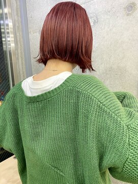 アジールヘア 北千住駅西口店(agir hair) ミニボブぷつボブピンクレッドカシスデザイン北千住西口