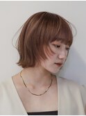 外はねくびれボブオレンジブラウンオレンジベージュ【自由が丘】