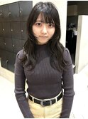 顔周りレイヤー/ロングレイヤーカット/上田