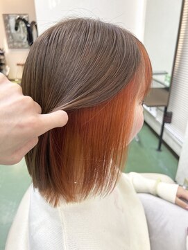 ゼロ(Zero) 大人可愛い小顔ボブ×イヤリングカラーオレンジ×20代30代40代