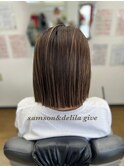 切りっぱなしボブ&ハイライト