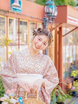 ヘアメイクアンドセットサロン リッコ(Hair make&set salon Ricco)の写真/【梅田・茶屋町】手ぶらOK!浴衣レンタル有◎天神祭浴衣着付＋ヘアセット/5500★着崩れ知らずのプロ仕上げ♪