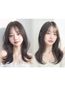 [韓国垢抜けレイヤー]カット+カラー+acoteTR ￥8000♪ハッシュレイヤーで小顔見せも[二子玉川]