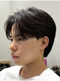 毛流れセンターパートニュアンスパーマカルマヘアメンズパーマ