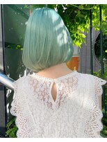 リアラバイアルティナ 船橋店(Liara by artina)&nbsp;ミントグリーン×ペールグリーン×クールショートボブ