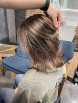 ラフ(LAFF)&nbsp;#バレイヤージュ#グレージュカラー#ボブウルフ#ココアベージュ