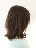 ミディアム似合わせカットフルバングイメチェングレージュ