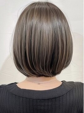 ネックス 表参道本店(nex) デザインカラーレイヤーカットウェットヘアオリーブベージュ白髪