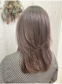 ハイレイヤーブリーチなし大人可愛いゆるふわグレージュカラー