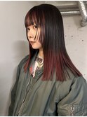レイヤーカット/グラデーションカラー/ワインレッド
