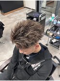 メンズパーマ金メッシュツイストピンパーマスパイキー