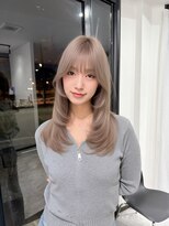 ジン(JIN)&nbsp;◎レイヤーカット◎ミルクティーグレージュ◎韓国ヘア◎久留米◎