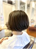 オリーブブラウン前下がりボブ/大人ボブ/アッシュカラー/亀戸駅